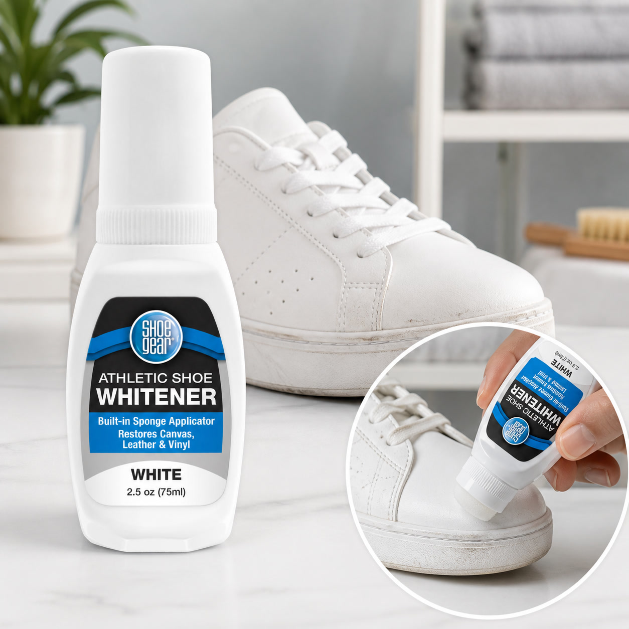 Sneaker Care Whitener - スポーツシューズ用液体ホワイトナー 2.5オンス、スニーカーソールクリーナー＆ブライトナー、アスレチックフットウェアケアキット