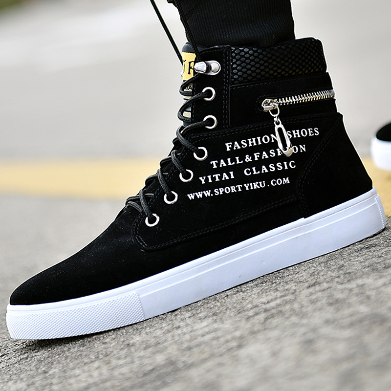 メンズ ブラック ハイトップ スニーカー レースアップ ファ - Sneaker Career のレビューと価格